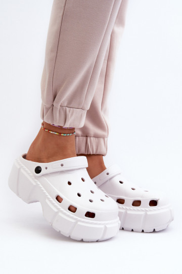 Moteriškos šlepetės Lengvos šlepetės su madingais masyviais padais baltos spalvos INitima 2