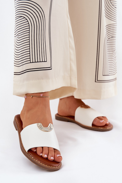 Moteriškos baltos spalvos šlepetės iš...