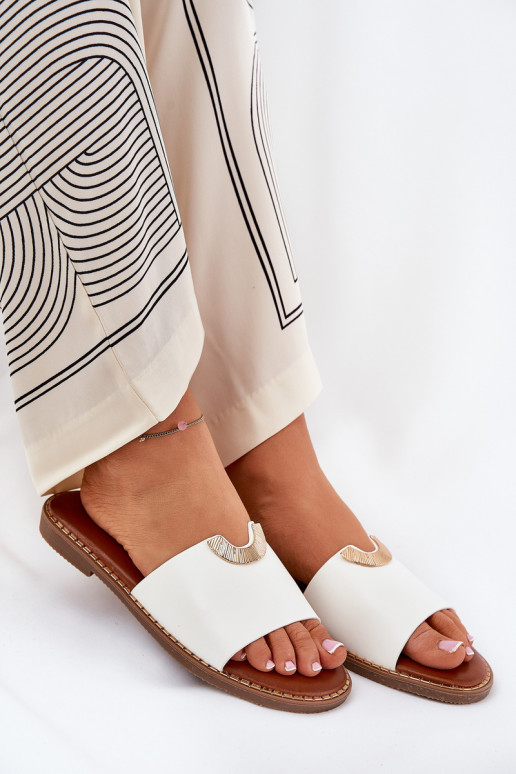 Moteriškos baltos spalvos šlepetės iš...