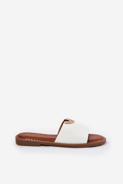 Moteriškos baltos spalvos šlepetės iš...