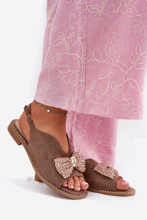 Moteriškos basutės su kaspinais su plačiais kulniukais S.Barski KV51-014 smėlio spalvos