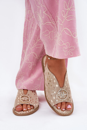 Moteriškos basutės su plačiais kulniukais su ornamentais S.Barski KV51-094 aukso spalvos 2