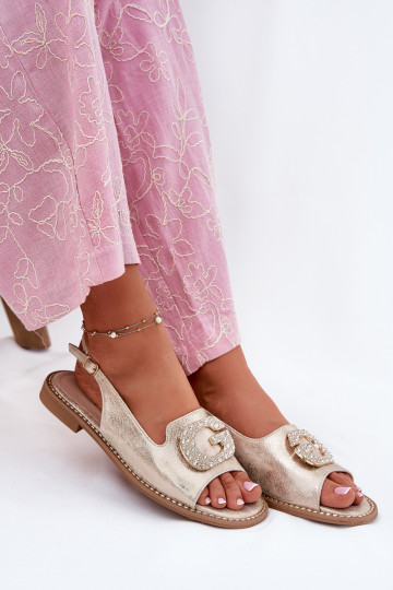 Moteriškos basutės Su puošniais Detalem S.Barski KV51-081 aukso spalvos