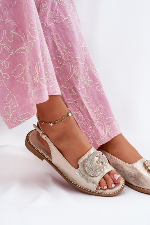 Moteriškos basutės Su puošniais Detalem S.Barski KV51-081 aukso spalvos