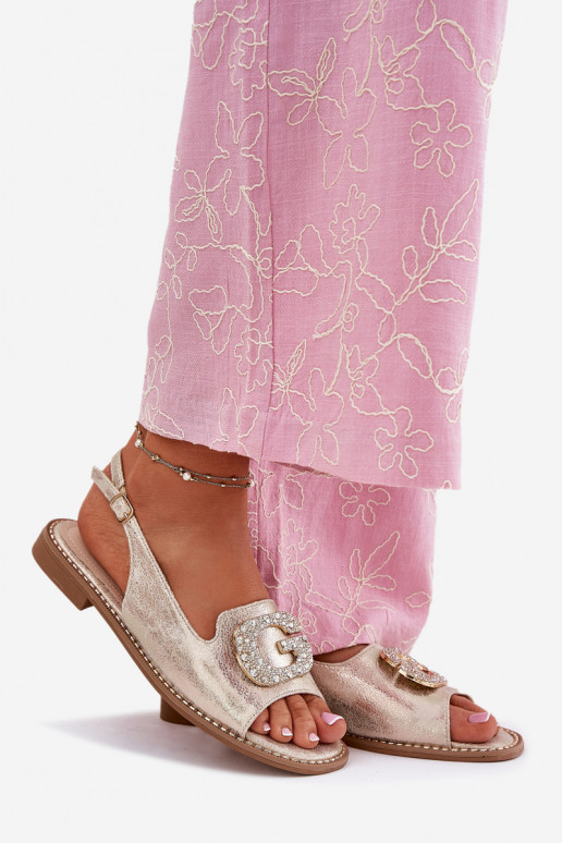 Moteriškos basutės Su puošniais Detalem S.Barski KV51-081 aukso spalvos