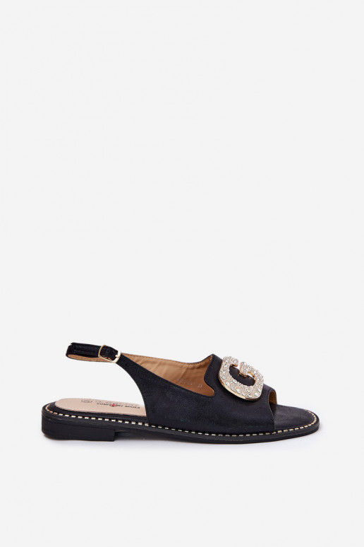 Moteriškos basutės Su puošniais Detalem S.Barski KV51-081 juodos spalvos