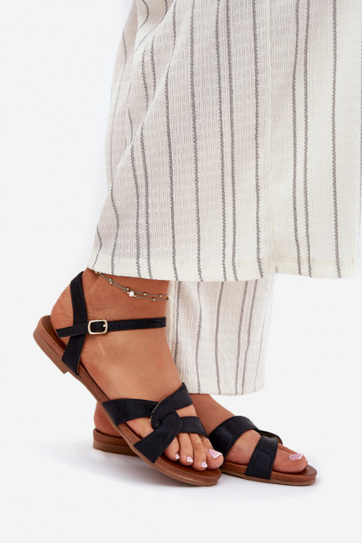 lygiapadžiai su blizgesiu Moteriškos basutės S.Barski KV51-022 juodos spalvos