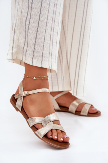 lygiapadžiai su blizgesiu Moteriškos basutės S.Barski KV51-022 aukso spalvos