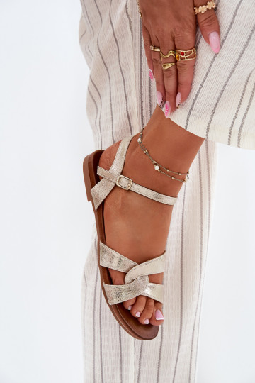 lygiapadžiai su blizgesiu Moteriškos basutės S.Barski KV51-022 aukso spalvos 2