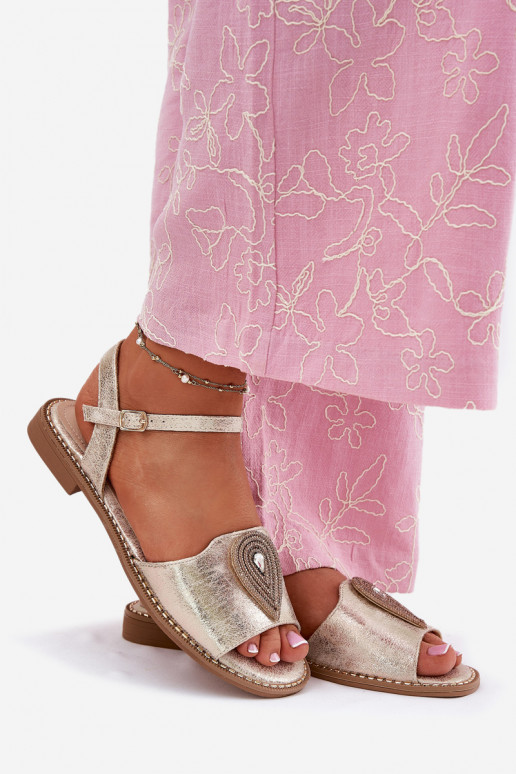 Moteriškos basutės su plačiais kulniukais su ornamentais S.Barski KV51-098 aukso spalvos