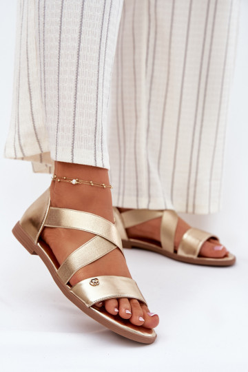 Lygiapadės basutės moterims Z Elastycznymi Paskami aukso spalvos Tai turirinea 2