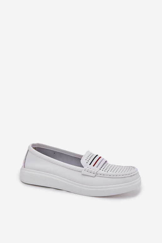 Oda moteriški mokasinai baltos spalvos Dovema