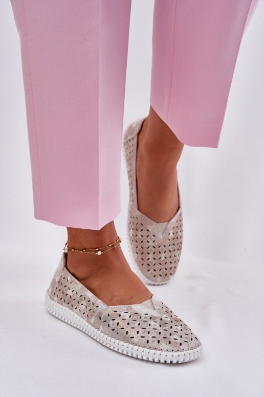 Ažūrinės zomšinės batai Moteriškas aukso-pilkos spalvos Chulieta