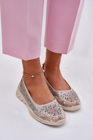 Oda su aužūro elementais  Balerinos aukso spalvos Leaneila