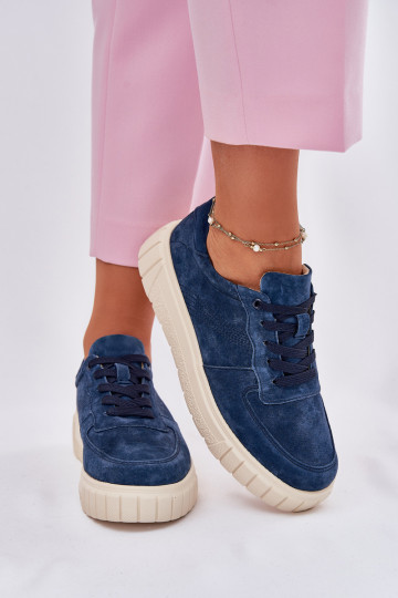 iš zomšos Sneakers modelio batai Moteriškas su platforma tamsiai mėlynos spalvos RilĮena 2