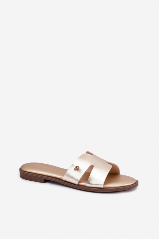 Šlepetės Moteriškas butas iš eko odos aukso spalvos Firvania