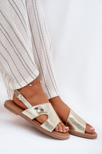 Lygiapadės basutės moterims Su puošniais Detalem Vinceza 17378 aukso spalvos