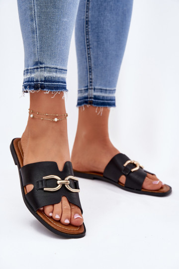 Šlepetės Moteriškas butas Su puošniais Detalem juodos spalvos Amiresna