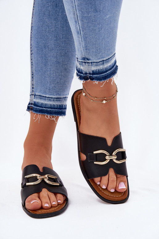 Šlepetės Moteriškas butas Su puošniais Detalem juodos spalvos Amiresna