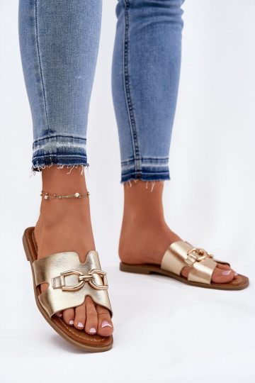 Šlepetės Moteriškas butas Su puošniais Detalem aukso spalvos Amiresna