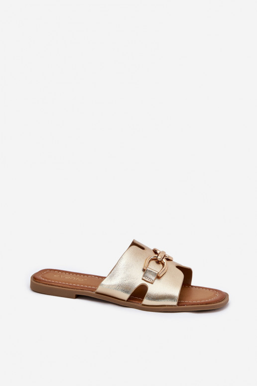 Šlepetės Moteriškas butas Su puošniais Detalem aukso spalvos Amiresna