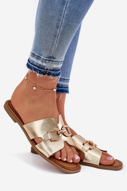 Šlepetės Moteriškas butas Su puošniais Detalem aukso spalvos Amiresna