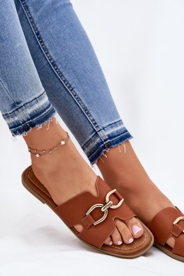 Šlepetės Moteriškas butas Su puošniais Detalem rudos spalvos Amiresna