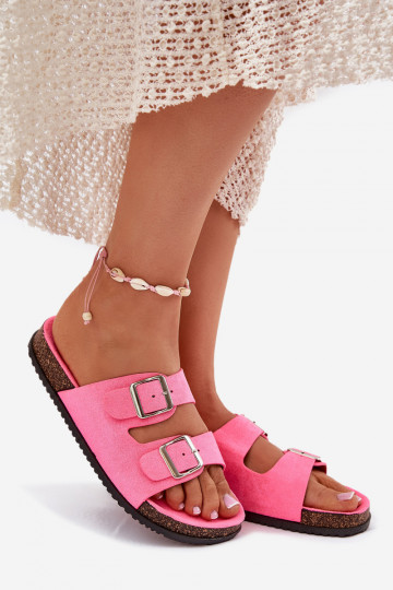 Moteriškos šlepetės su sagtimis neoninės rožinės spalvos Oliena