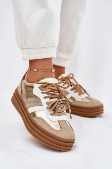 Sneakers modelio batai Moteriškas su platforma Z PodĮójnym Suvarstymasm su leopardo kailio raštais aukso spalvos Niteria