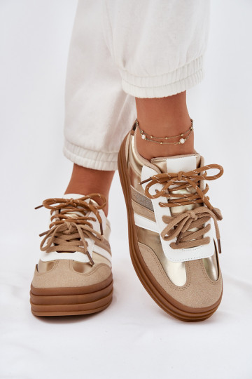 Sneakers modelio batai Moteriškas su platforma Z PodĮójnym Suvarstymasm su leopardo kailio raštais aukso spalvos Niteria 2