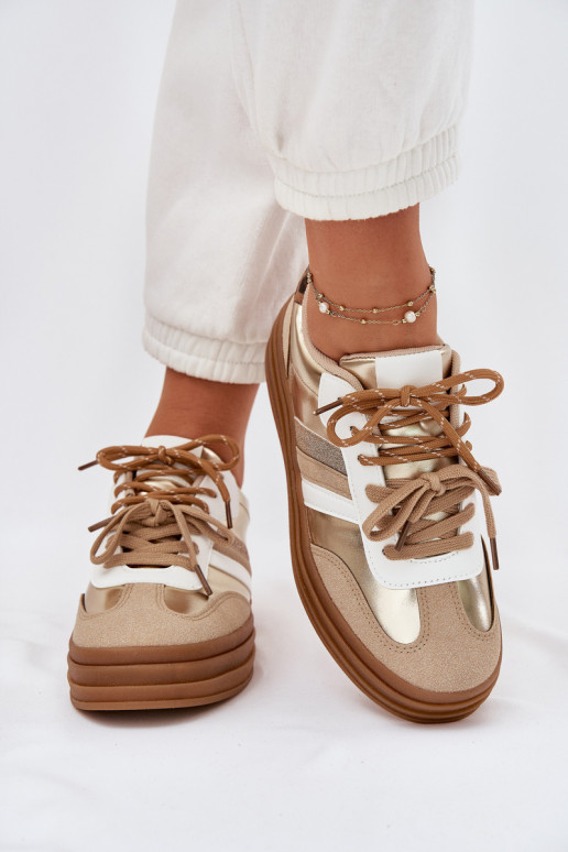 Sneakers modelio batai Moteriškas su platforma Z PodĮójnym Suvarstymasm su leopardo kailio raštais aukso spalvos Niteria