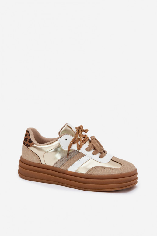Sneakers modelio batai Moteriškas su platforma Z PodĮójnym Suvarstymasm su leopardo kailio raštais aukso spalvos Niteria