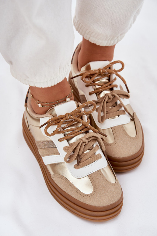 Sneakers modelio batai Moteriškas su platforma Z PodĮójnym Suvarstymasm su leopardo kailio raštais aukso spalvos Niteria