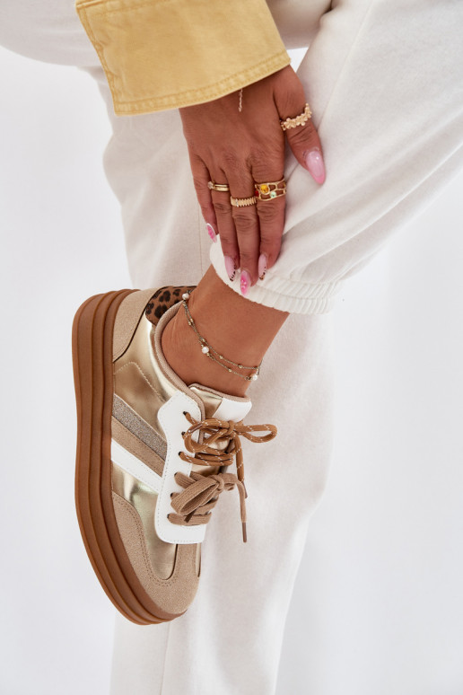 Sneakers modelio batai Moteriškas su platforma Z PodĮójnym Suvarstymasm su leopardo kailio raštais aukso spalvos Niteria