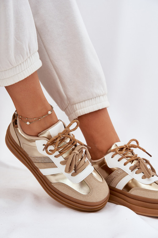 Sneakers modelio batai Moteriškas su platforma Z PodĮójnym Suvarstymasm su leopardo kailio raštais aukso spalvos Niteria