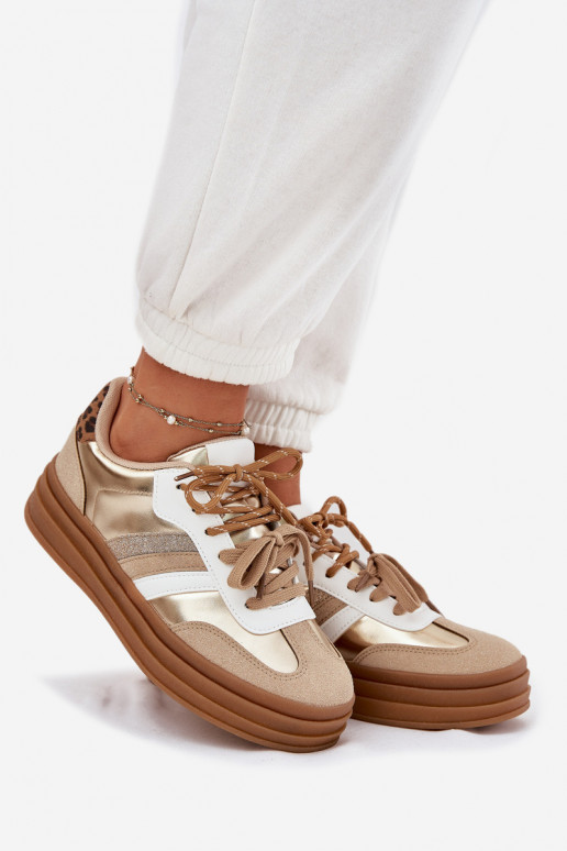 Sneakers modelio batai Moteriškas su platforma Z PodĮójnym Suvarstymasm su leopardo kailio raštais aukso spalvos Niteria