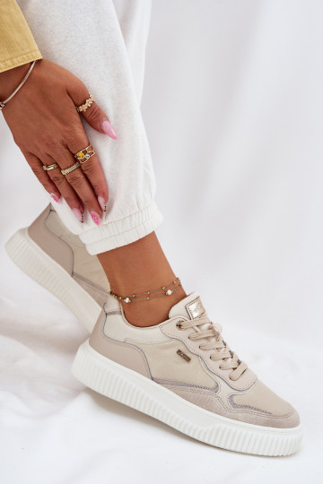 Oda Sneakers modelio batai Moteriškas su platforma smėlio spalvos Velarria
