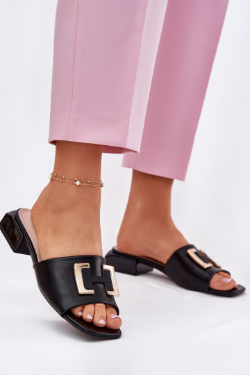 Elegantiško stiliaus Moteriškos šlepetės Klocke Ze aukso spalvosm Detalem Vinceza 62229 juodos spalvos 2