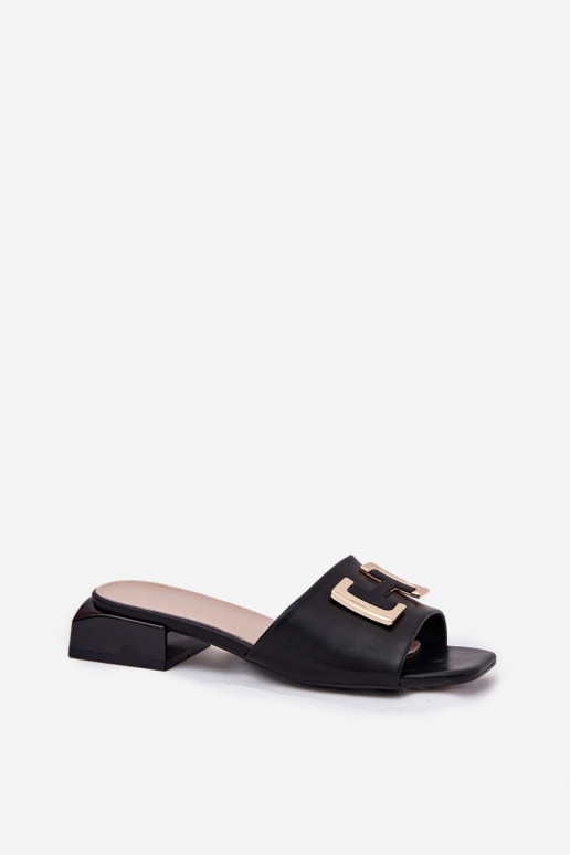 Elegantiško stiliaus Moteriškos šlepetės Klocke Ze aukso spalvosm Detalem Vinceza 62229 juodos spalvos