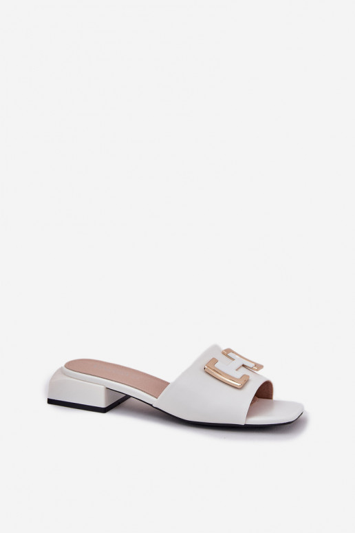 Elegantiško stiliaus Moteriškos šlepetės Klocke Ze aukso spalvosm Detalem Vinceza 62229 baltos spalvos