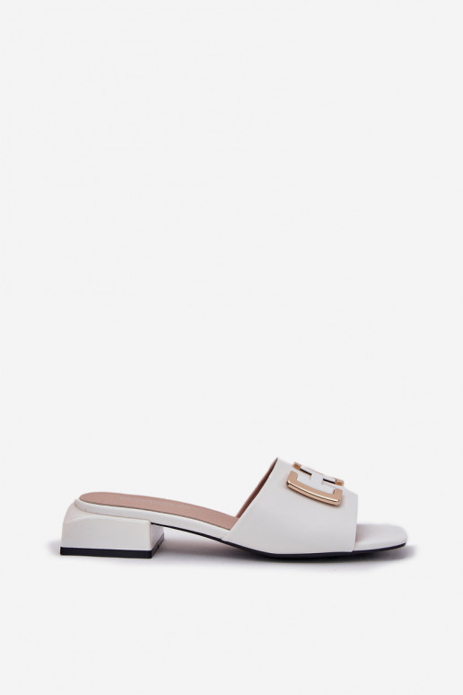 Elegantiško stiliaus Moteriškos šlepetės Klocke Ze aukso spalvosm Detalem Vinceza 62229 baltos spalvos