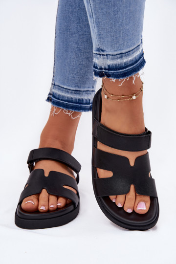 Moteriškos šlepetės Z su limpančiu užsegimuem Vinceza 17401 juodos spalvos