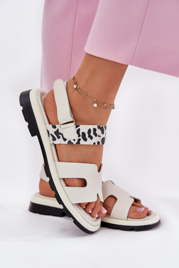 Moteriškos basutės Moteriškas su plačiais kulniukais su leopardo kailio raštais Vinceza 66780 smėlio spalvos