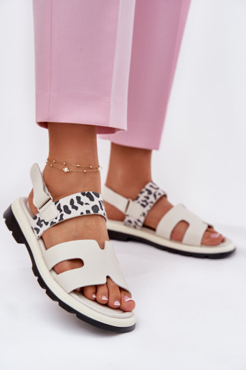 Moteriškos basutės Moteriškas su plačiais kulniukais su leopardo kailio raštais Vinceza 66780 smėlio spalvos 2