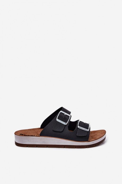 Moteriškos šlepetės su sagtimis Inblu CP000042 juodos spalvos