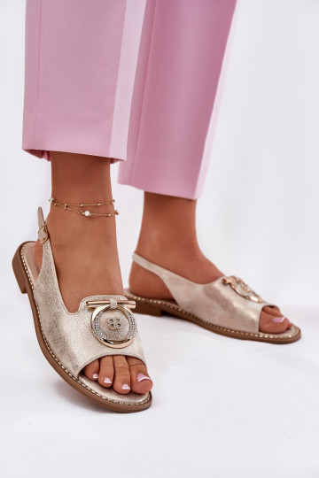 Elegantiško stiliaus basutės su ornamentais su plačiais kulniukais S.Barski KV51-003 aukso spalvos