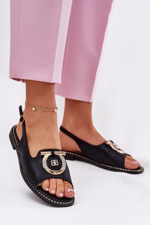 Elegantiško stiliaus basutės su ornamentais su plačiais kulniukais S.Barski KV51-003 juodos spalvos Elegantiško stiliaus basutės su ornamentais su plačiais kulniukais S.Barski KV51-003 juodos spalvos