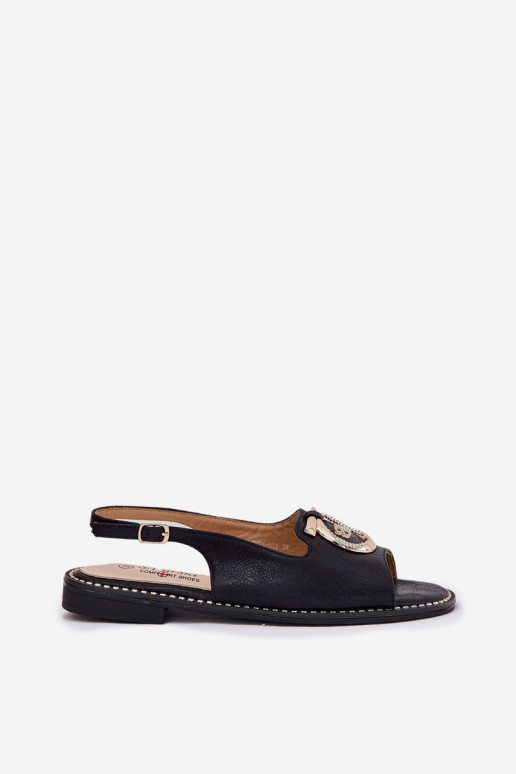 Elegantiško stiliaus basutės su ornamentais su plačiais kulniukais S.Barski KV51-003 juodos spalvos Elegantiško stiliaus basutės su ornamentais su plačiais kulniukais S.Barski KV51-003 juodos spalvos