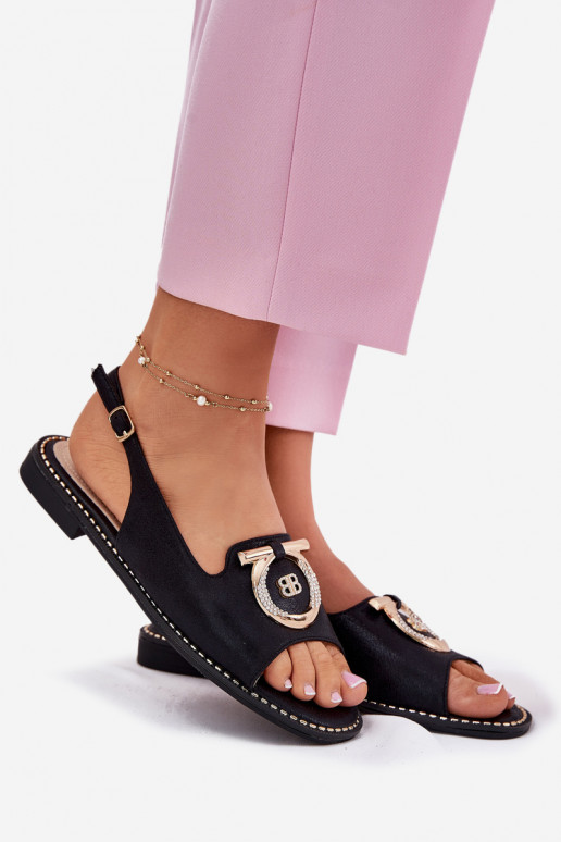 Elegantiško stiliaus basutės su ornamentais su plačiais kulniukais S.Barski KV51-003 juodos spalvos Elegantiško stiliaus basutės su ornamentais su plačiais kulniukais S.Barski KV51-003 juodos spalvos