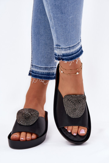 Oda Moteriškas Šlepetės su ornamentais KV51-028 juodos spalvos 2